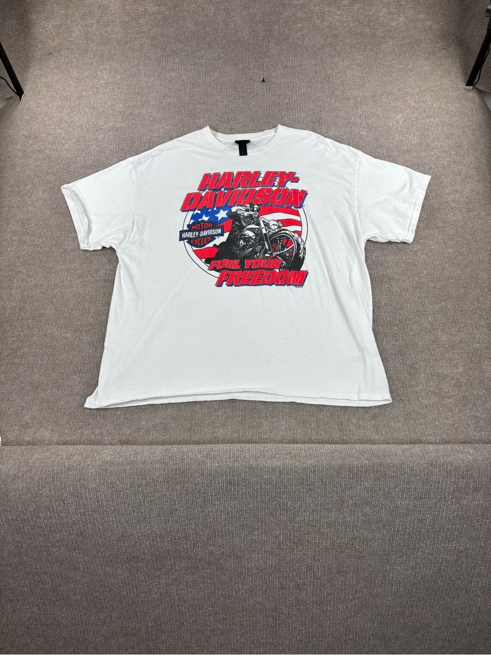 Harley Davidson Graphic T-Shirt Mens 2XL White Fuel Your Freedom Biker Tee